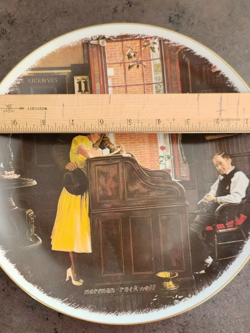 Norman Rockwell 'The Marriage License' Decorative Plate A688 Vintage 1976
